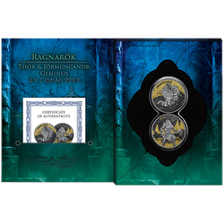 Juego de monedas de plata Ragnarök: Thor y Jörmungandr Geminus chapadas en oro 2 × 1 onza de plata 2026