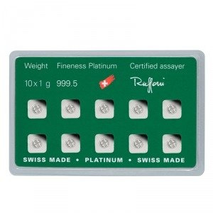 10 x 1 gramo Platino lingote Argor Heraeus
