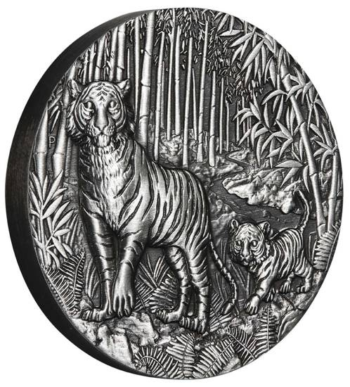 Lunar III: Year of the Tiger 2 oz Silver 2022 Antiqued Coin