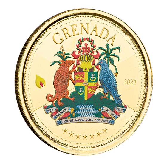 Grenada: Coat of Arms kolorowana 1 uncja Złota 2021