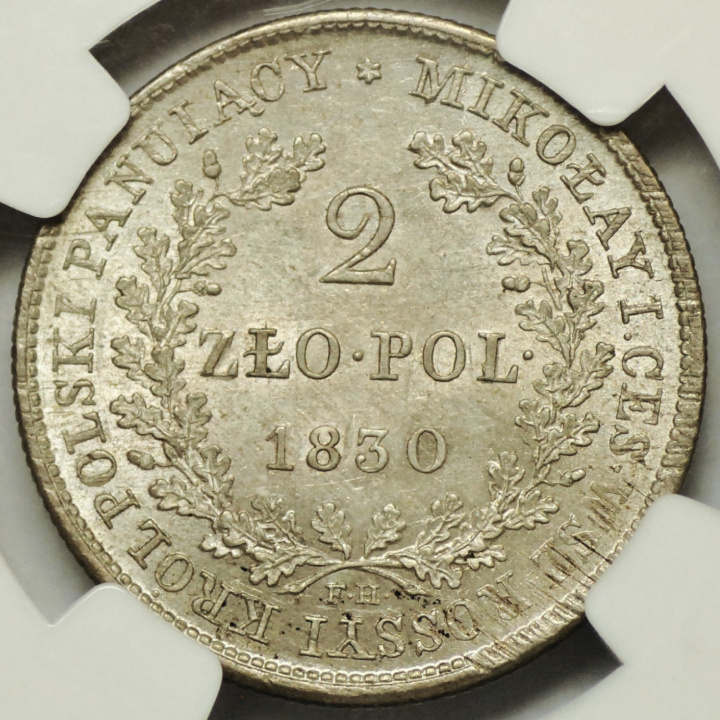Lengyel Királyság/Oroszország I. Miklós, 2 aranyérme 1830 FH NGC MS62