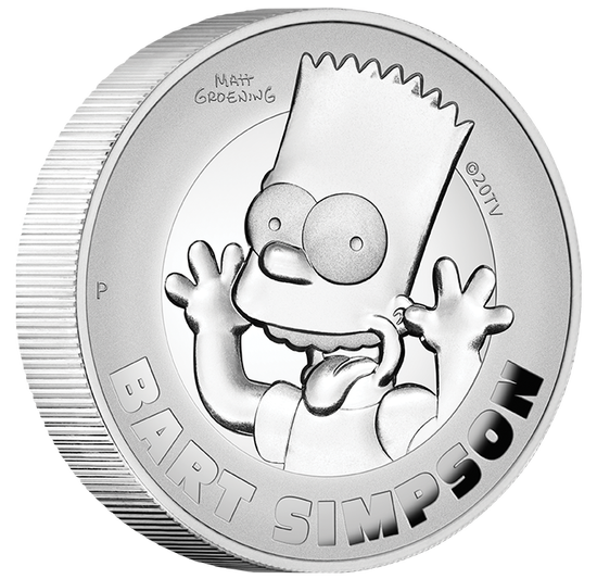 Tuvalu: Bart Simpson 2 once d'argento 2022 Proof High Relief