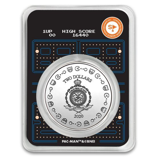 Niue: 40 Aniversario del juego PAC-MAN 1 oz Plata 2020 Losa de color