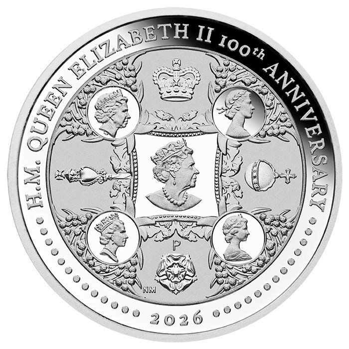Srebrna Moneta Perth Mint: H.M. Queen Elizabeth II 100th Anniversary 1 uncja Srebra 2026 Proof