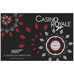 Tuvalu: James Bond - Casino Royale "Casino Chip" kolorowany 1 uncja Srebra 2023 (moneta w karcie)