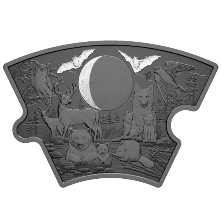 Sada Kanada: Fáze Měsíce 8 stříbrných puzzle mincí 2025 Black Rhodium Reverse Proof