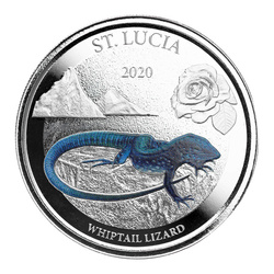 St. Lucia: Whiptail Lizard coloured 1 oz Silver 2020 Proof