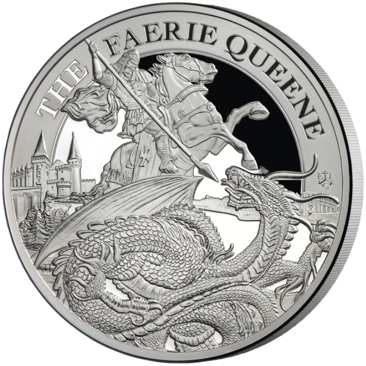 Sant'Elena: Faerie Queene - Redcrosse & The Dragon 5 once d'argento 2024 Proof