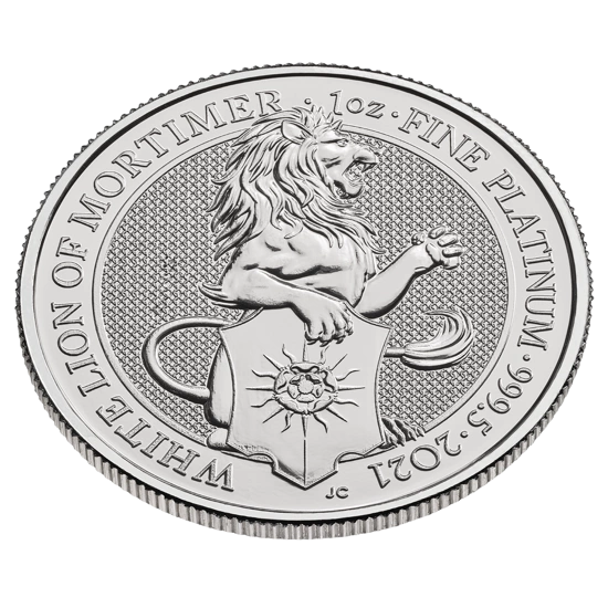 Le bestie della regina: il leone bianco dei Mortimer 1 oncia di platino 2021