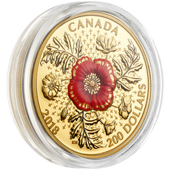 Canada: Armistice Poppy coloured 1 oz Gold 2018 Proof Coin