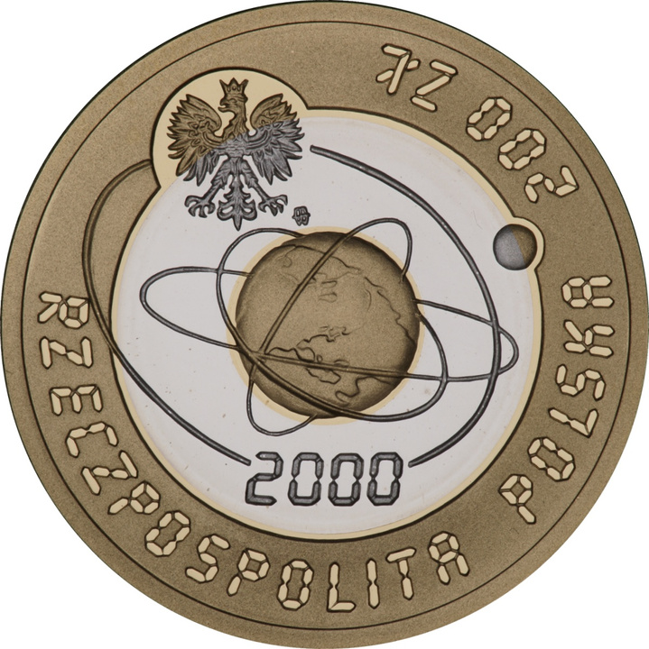 Année 2000 – Changement de millénaire, 200 zlotys en or, qualité Belle Épreuve (Proof).