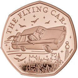 Harry Potter: The Flying Car 50p Złoto 2025 Proof 