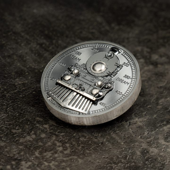 Cook Islands: Train - Steam Dream 2 oz Silver 2023 Black Proof High Relief Coin