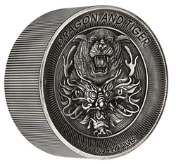 Dragon & Tiger 2000 grammes d'argent 2022 Antiqued High Relief
