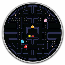 Niue: PAC-MAN - Circular Maze kolorowany 2 uncje Srebra 2023 Proof