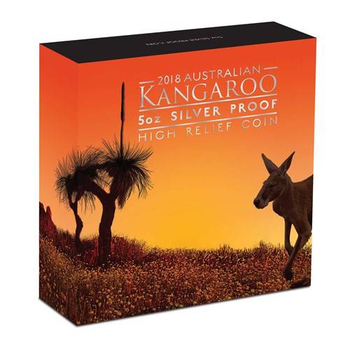 Australian Kangaroo 5 oz Silver 2018 Proof High Relief