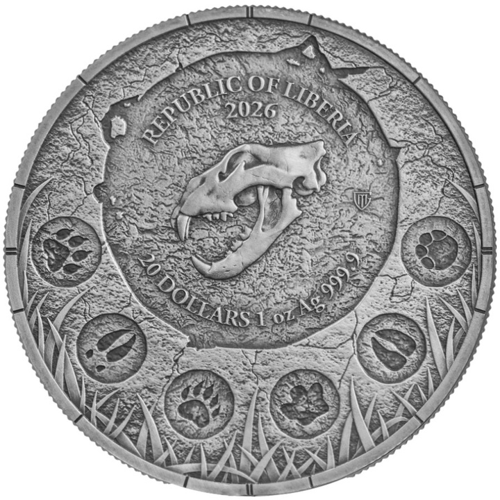 Germania Mint: Megafauna - Lew Jaskiniowy Oblivion 1 uncja Srebra 2026 Antiqued Coin