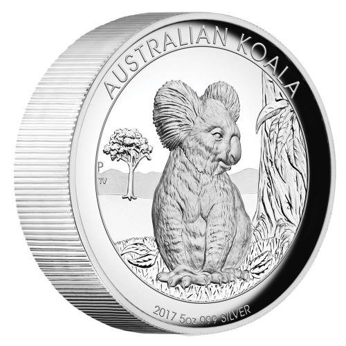 Koala 5 uncí stříbra 2017 High Relief