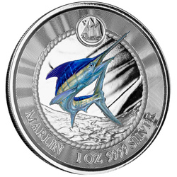 Cayman Islands: Marlin kolorowany 1 uncja Srebra 2023 Proof