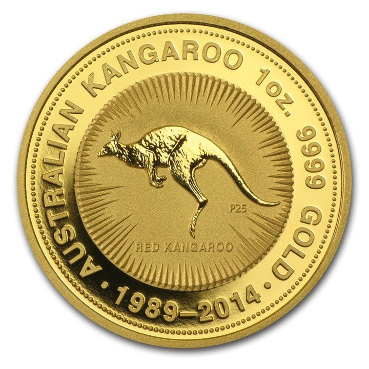 Canguro australiano 1 oncia d'oro 1989-2014 (25° anniversario)