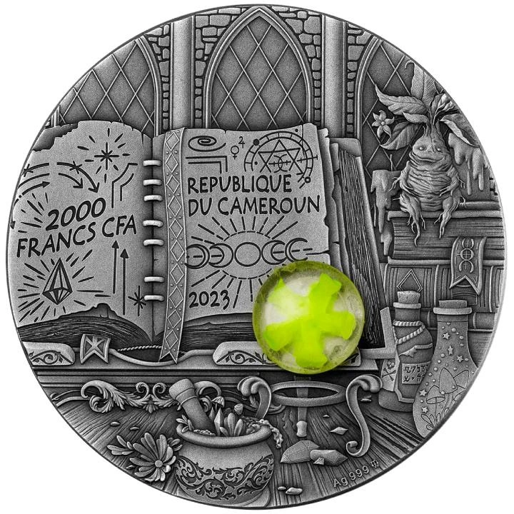 Camerun Vrăjitorul 2 oz Argint 2023 High Relief Antiqued Coin