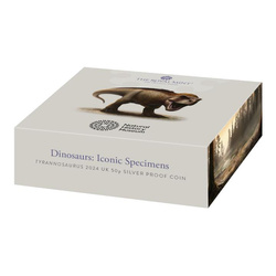 Dinosaurios: Iconic Specimens - Tyrannosaurus Rex 50p Plata 2024 Proof