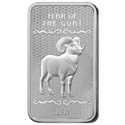 Сребърно кюлче Lunar Year of the Goat 5 унции сребро 2027 Prooflike