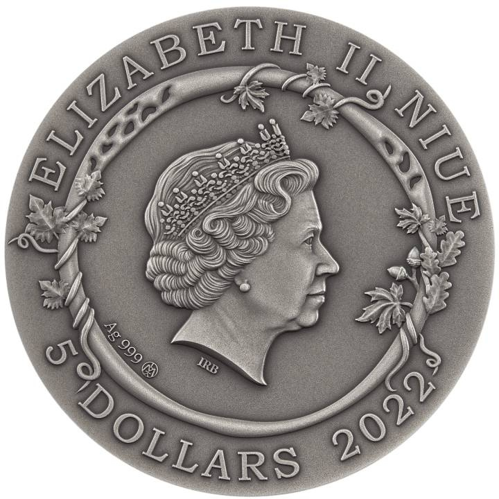 Niue: Mýty o lásce – Jason a Argonauti pozlacené 5 $ stříbro 2022 High Relief Antiqued Coin
