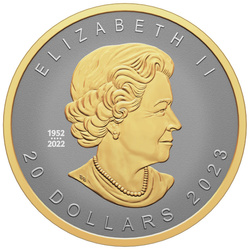 Kanadyjski Liść Klonowy pozłacany 1 uncja Srebra 2023 Proof Ultra High Relief