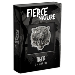 Niue: Naturaleza Feroz - Tigre 2 oz Plata 2022 Acabado Antiguo