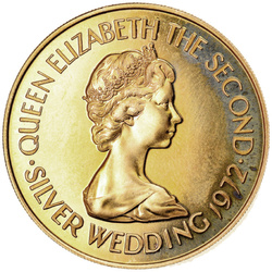 Bailliage de Jersey : Mariage 25e anniversaire de mariage d'Elizabeth II 50 £ Or 1972