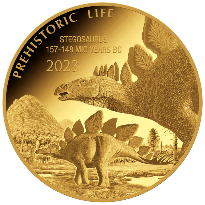 Congo : Vie préhistorique - Stégosaure 0,5 gramme d'or 2023 Proof
