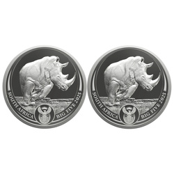 Big Five: Rhino Set 2 x 1 Unze Silber 2025 Proof Doublecap