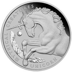 Creature mitiche: Unicorno 1 oncia di platino 2021 Proof