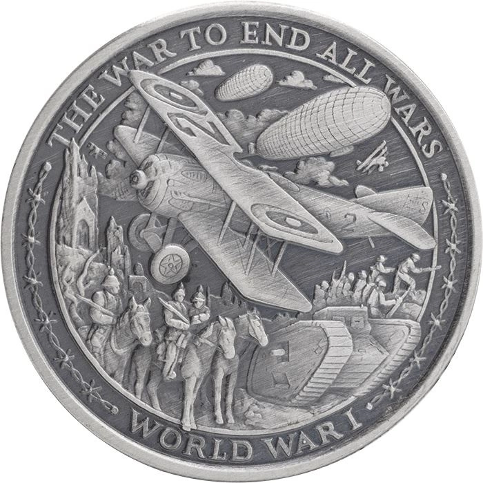 Patriot II : Première Guerre mondiale 1 once d'argent 2019 Antiqued Round Coin