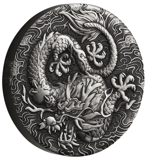 Chinese Myths and Legends: Dragon 2 uncje Srebra 2022 Antiqued Coin