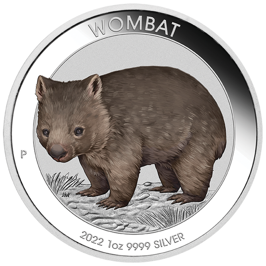 Wombat australien coloré 1 once d'argent 2022