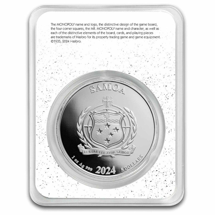 Samoa: Monopoly coloured 1 oz Silver 2024 Coin Slab