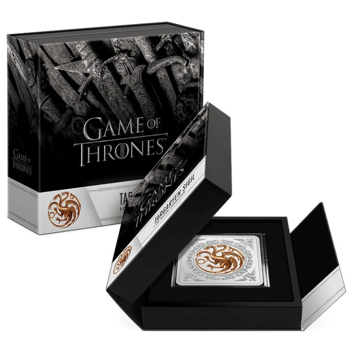 Game of Thrones - Targaryen Sigil kolorowany 1 uncja Srebra 2022 Proof