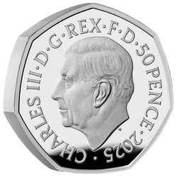 The Red Arrows de color 50p Plata 2025 Proof Piedfort 