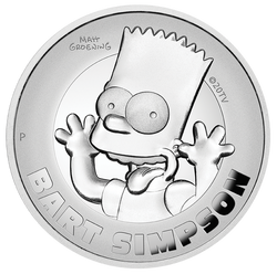 Tuvalu: Bart Simpson 2 oz Plata 2022 Proof Alto Relieve