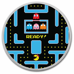 Ms.PAC-MAN Dual Mazes coloured 1 oz Silber Slab