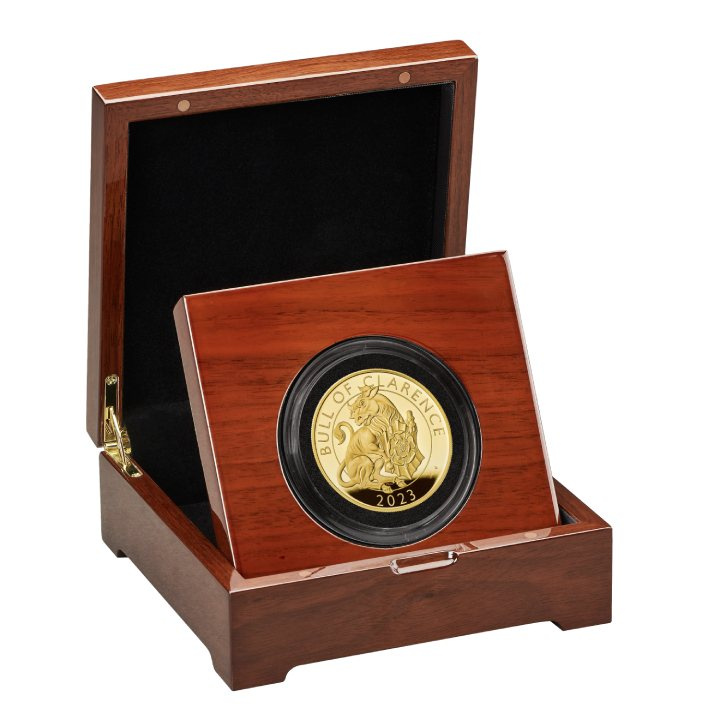 The Royal Tudor Beasts: The Bull of Clarence 5 oz Gold 2023 Proof