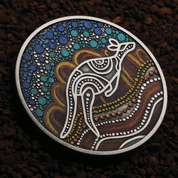 Kangaroo Yongka kolorowany 2 uncje Srebra 2023 Antiqued Coin