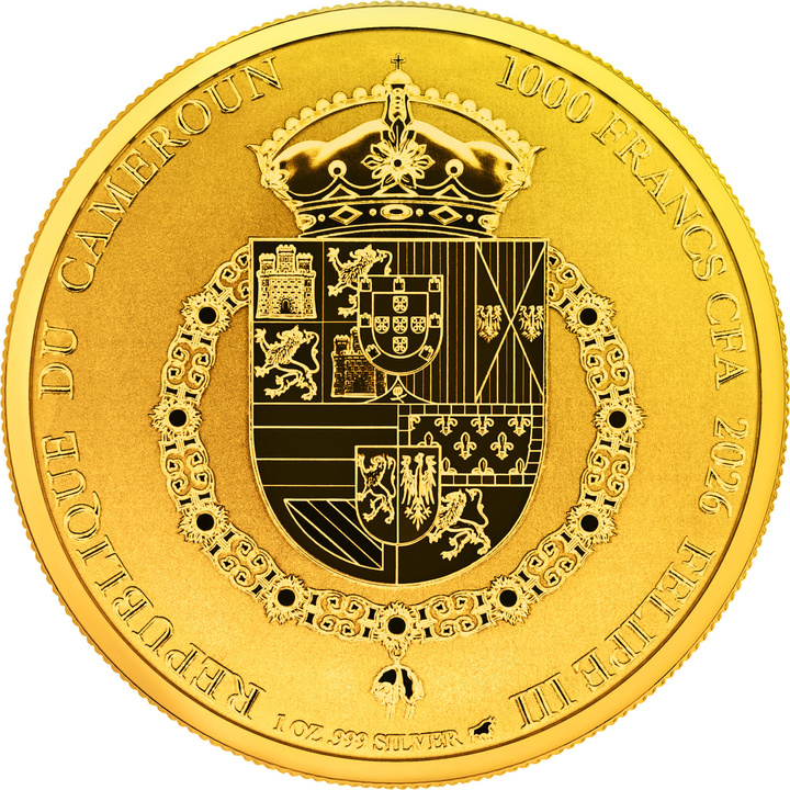 Don Quijote de La Mancha chapada en oro 1 oz plata 2026 Proof