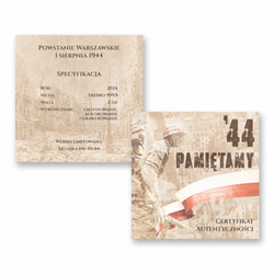 Lingotto Powstanie Warszawskie “'44 Pamiętamy” colorato 2 once d'argento 2024 Antique Finish