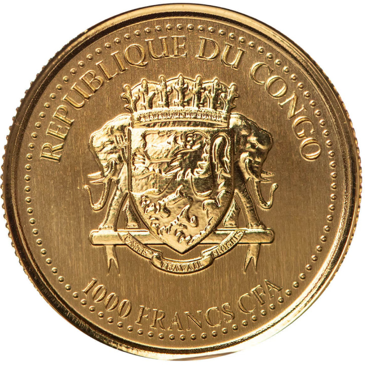 Congo: gorila de espalda plateada 1/10 onza Oro 2023