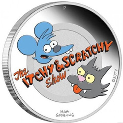 Itchy and Scratchy coloré 1 once d'argent 2021 Proof