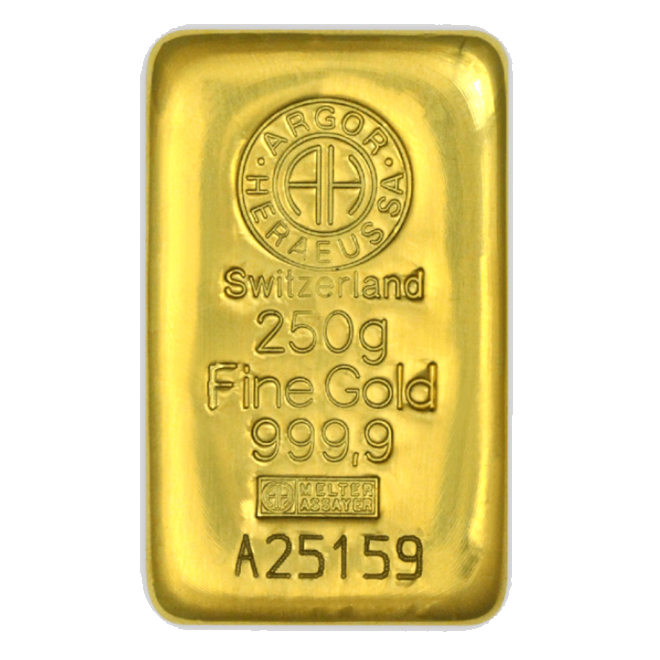Lingotto Argor-Heraeus 250 grammi d'oro LBMA GD Refiner