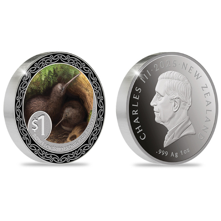 Kiwi coloured 1 oz Silver 2025 Proof Coin